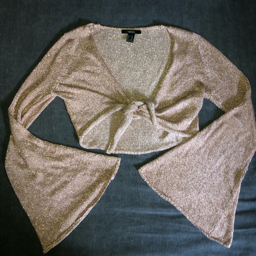 Front tie top, shimmer